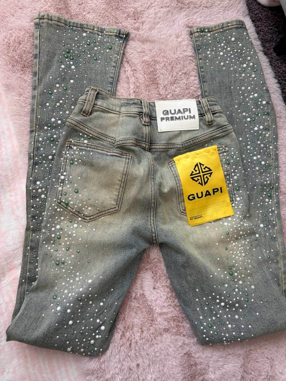 Guapi limited edition vintage olive pearls denim jeans. - Picture 5 of 7